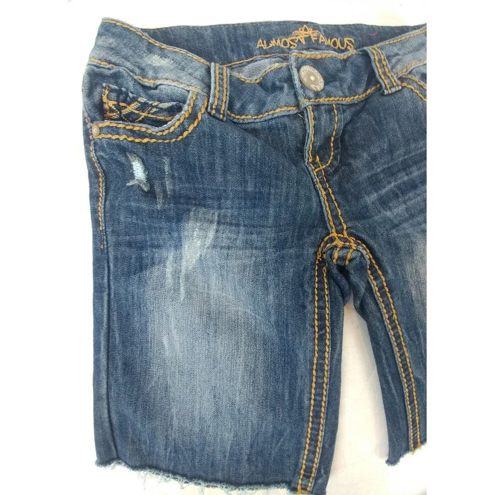 Almost Famous Denim Shorts Size 3 Distressed‎ Blue Almost Famous
